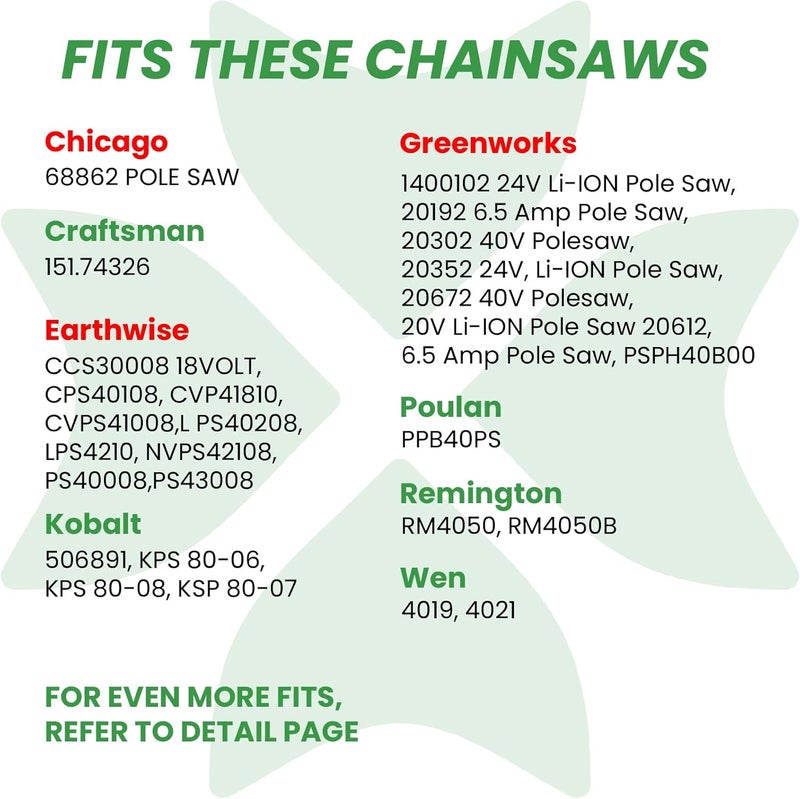 Byane 8" Chainsaw Chain 3/8" LP Pitch, 050" Gauge, 33 DL Fits Portland Pole Saw Chain Harbor Freight 56808, 68862, 62896, 63190 9.5 in Electric Pole Saw 6.5 AMP Sun Joe SWJ800E SWJ806E, More- S33 - Image 3